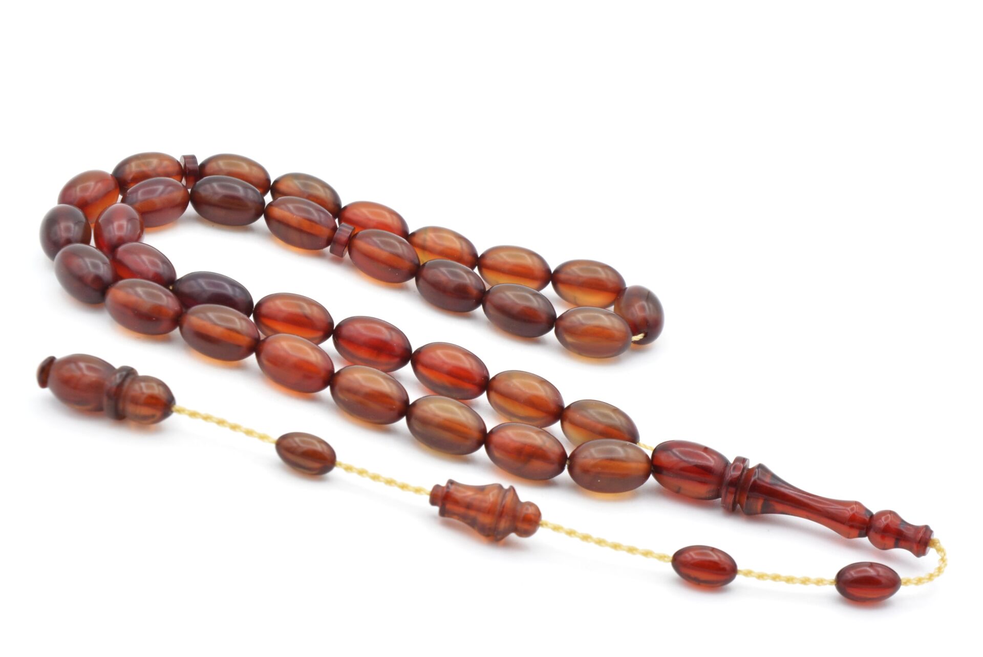 Usta İşi Sistemli Beyzi Kesim Karışık Renkli Ateş Kehribar Tesbih