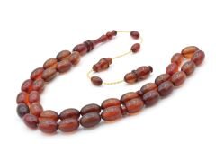 Usta İşi Sistemli Beyzi Kesim Karışık Renkli Ateş Kehribar Tesbih