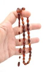 Usta İşi Sistemli Beyzi Kesim Karışık Renkli Ateş Kehribar Tesbih