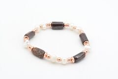 Hakiki Doğal İnci ve Lal Garnet Taşı Bileklik