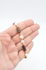 Hakiki Doğal İnci ve Lal Garnet Taşı Bileklik