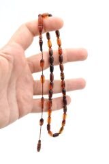 Usta İşi Sistemli Buğday Kesim Karışık Renkli Ateş Kehribar Tesbih