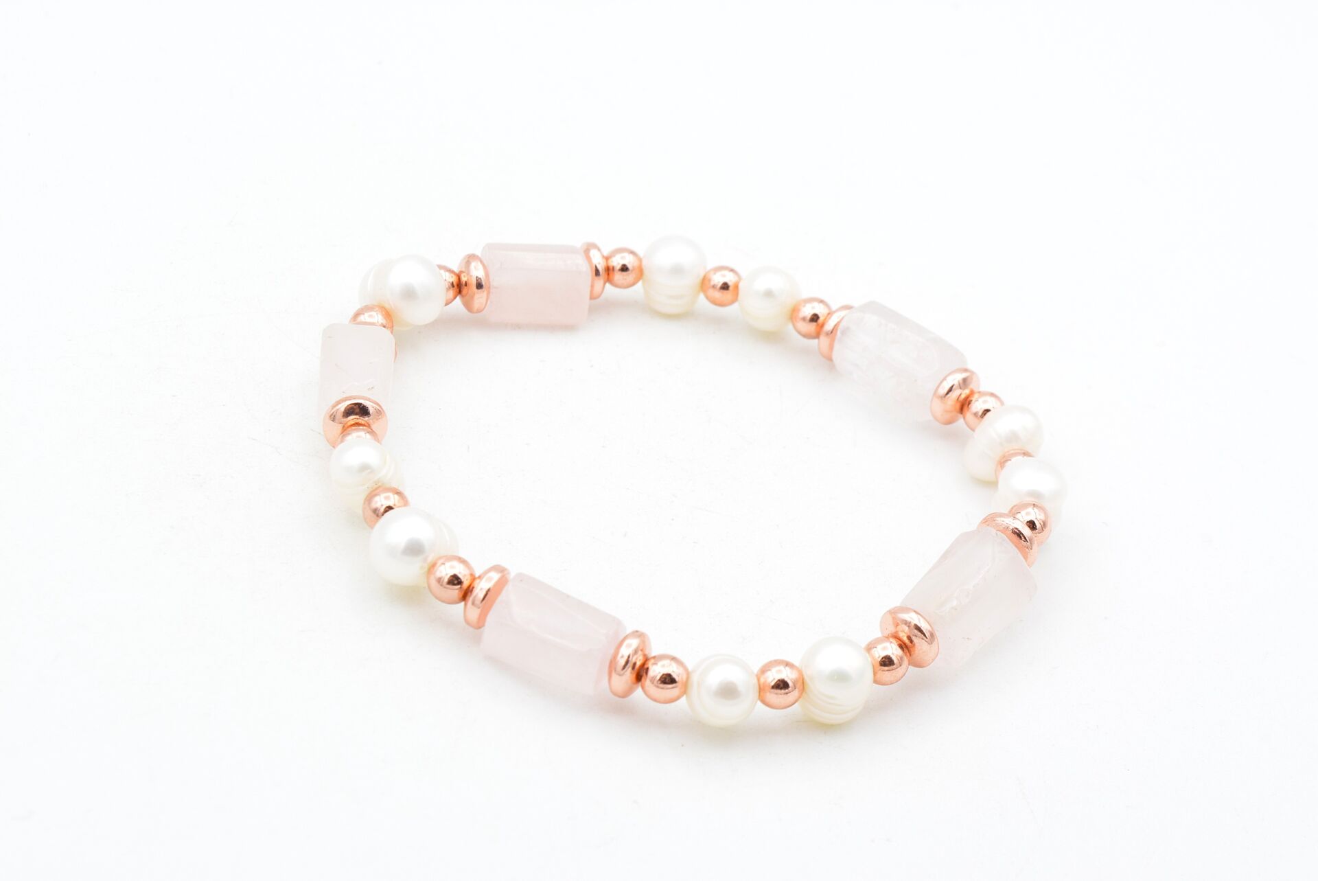 Hakiki Doğal İnci ve Pembe Kuvars Taşı Bileklik