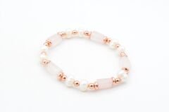 Hakiki Doğal İnci ve Pembe Kuvars Taşı Bileklik