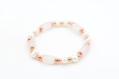 Hakiki Doğal İnci ve Pembe Kuvars Taşı Bileklik