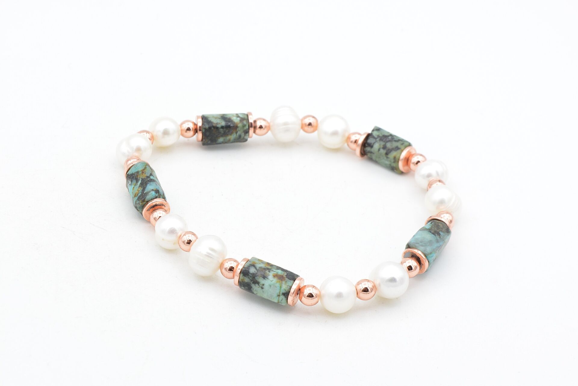 Hakiki Doğal İnci ve Afrika Turkuaz Taşı Bileklik