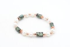 Hakiki Doğal İnci ve Afrika Turkuaz Taşı Bileklik