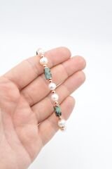 Hakiki Doğal İnci ve Afrika Turkuaz Taşı Bileklik