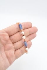 Hakiki Doğal İnci ve Mavi Aventurin Taşı Bileklik