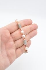 Hakiki Doğal İnci ve Labradorit Taşı Bileklik