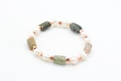 Hakiki Doğal İnci ve Lodolit Taşı Bileklik