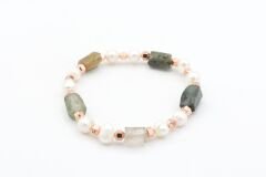 Hakiki Doğal İnci ve Lodolit Taşı Bileklik