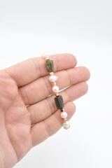 Hakiki Doğal İnci ve Lodolit Taşı Bileklik