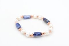 Hakiki Doğal İnci ve Sodalit Taşı Bileklik