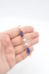 Hakiki Doğal İnci ve Sodalit Taşı Bileklik