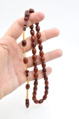 İsa Balkaya İmzalı Tombul Kapsül Koyu Turuncu Sıkma Kehribar Tesbih