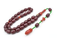 İsa Balkaya İmzalı Kapsül Kesim Bordo Sıkma Kehribar Tesbih