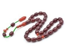 İsa Balkaya İmzalı Kapsül Kesim Bordo Sıkma Kehribar Tesbih