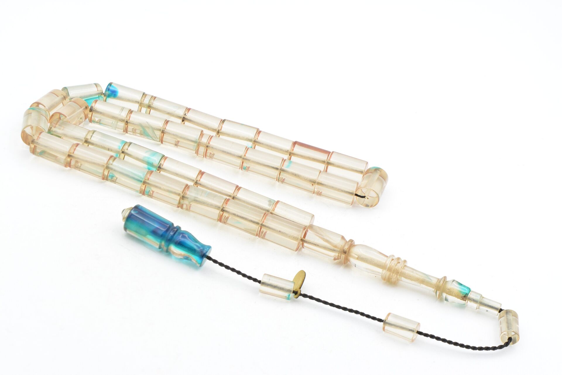 Hakan Turan İmzalı Kesme Model Şeffaf Sıkma Kehribar Tesbih