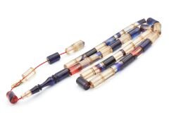 Hakkı Usta İmzalı Kesme Model Lacivert Kırmızı Sıkma Kehribar Tesbih