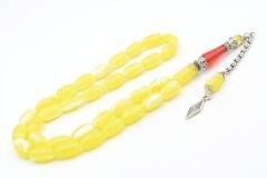 Nakkaş İmameli Sarı Kırmızı İri Boy Beyrut Damla Kehribar Tesbih