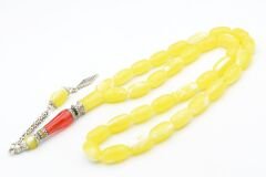 Nakkaş İmameli Sarı Kırmızı İri Boy Beyrut Damla Kehribar Tesbih