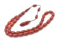 Usta İşi Sistemli Kapsül Kesim Turuncu Sıkma Kehribar Tesbih 175