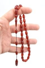 Usta İşi Sistemli Kapsül Kesim Turuncu Sıkma Kehribar Tesbih 175