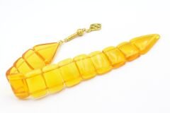 İri Taneli Şeffaf Sarı Toz Kehribar Balık Tesbih