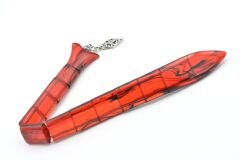 Usta İşi Balık Model Kırmızı Siyah Sıkma Kehribar Tesbih