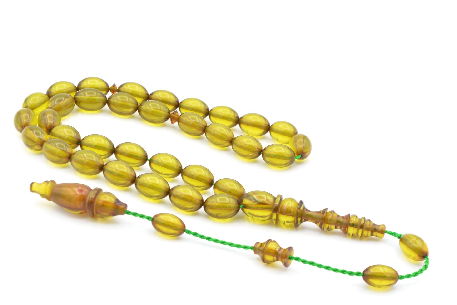 Ebu Zeyn Usta Yapımı Günlük Boy Arpa Kesim Yeşil Katalin Tesbih