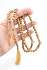 Saçaklı Püsküllü Basık Küre Kesim Kokulu 99 luk Sandal Ağacı Tesbih