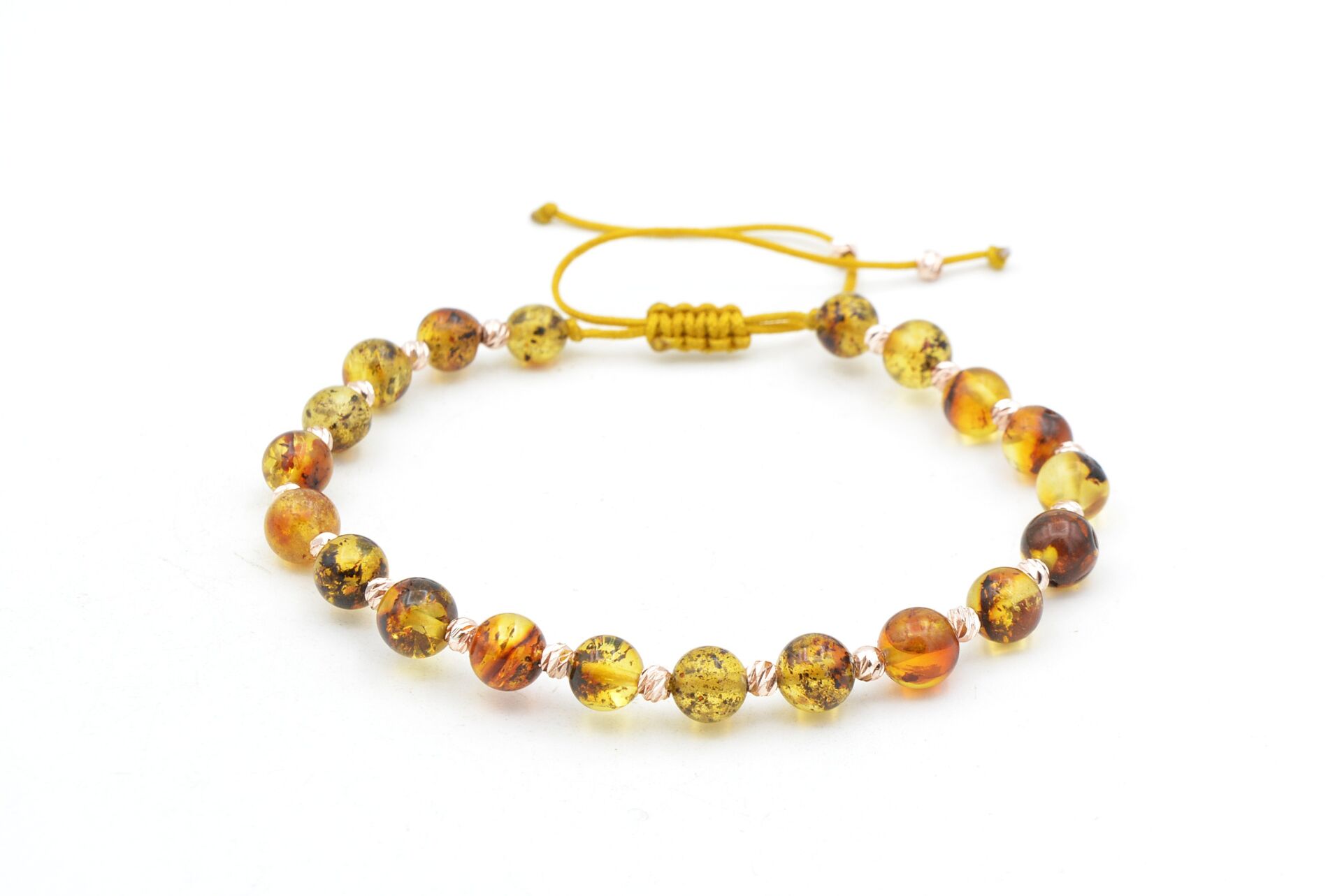 Hakiki Doğal Makrome Model Damla Kehribar Bileklik 6 Mm