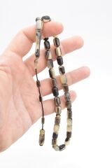 Sistemli Kapsül Kesim Bej Siyah Koç Boynuzu Tesbih