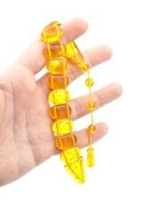 Sistemli Hareli Parçacıklı Sarı Toz Kehribar Balık Tesbih