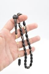 Sistemli Tombul Beyzi Kesim Siyah Koç Boynuzu Tesbih