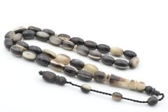 Sistemli Tombul Beyzi Kesim Bej Siyah Koç Boynuzu Tesbih