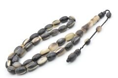 Sistemli Tombul Beyzi Kesim Bej Siyah Koç Boynuzu Tesbih