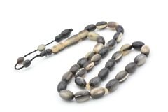 Sistemli Tombul Beyzi Kesim Bej Siyah Koç Boynuzu Tesbih