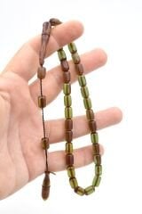 M.Tacir Usta İmzalı Kapsül Kesim Mavi Sıkma Kehribar Tesbih