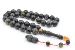 Sistemli Küre Kesim İri Boy Siyah Koç Boynuzu Tesbih