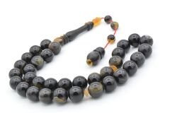 Sistemli Küre Kesim İri Boy Siyah Koç Boynuzu Tesbih