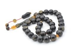 Sistemli Küre Kesim İri Boy Siyah Koç Boynuzu Tesbih