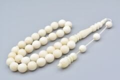 Sistemli İmamesi Kalem İşçilikli İri Boy Küre Kesim Deve Kemiği Tesbih