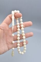 Sistemli İmamesi Kalem İşçilikli İri Boy Küre Kesim Deve Kemiği Tesbih