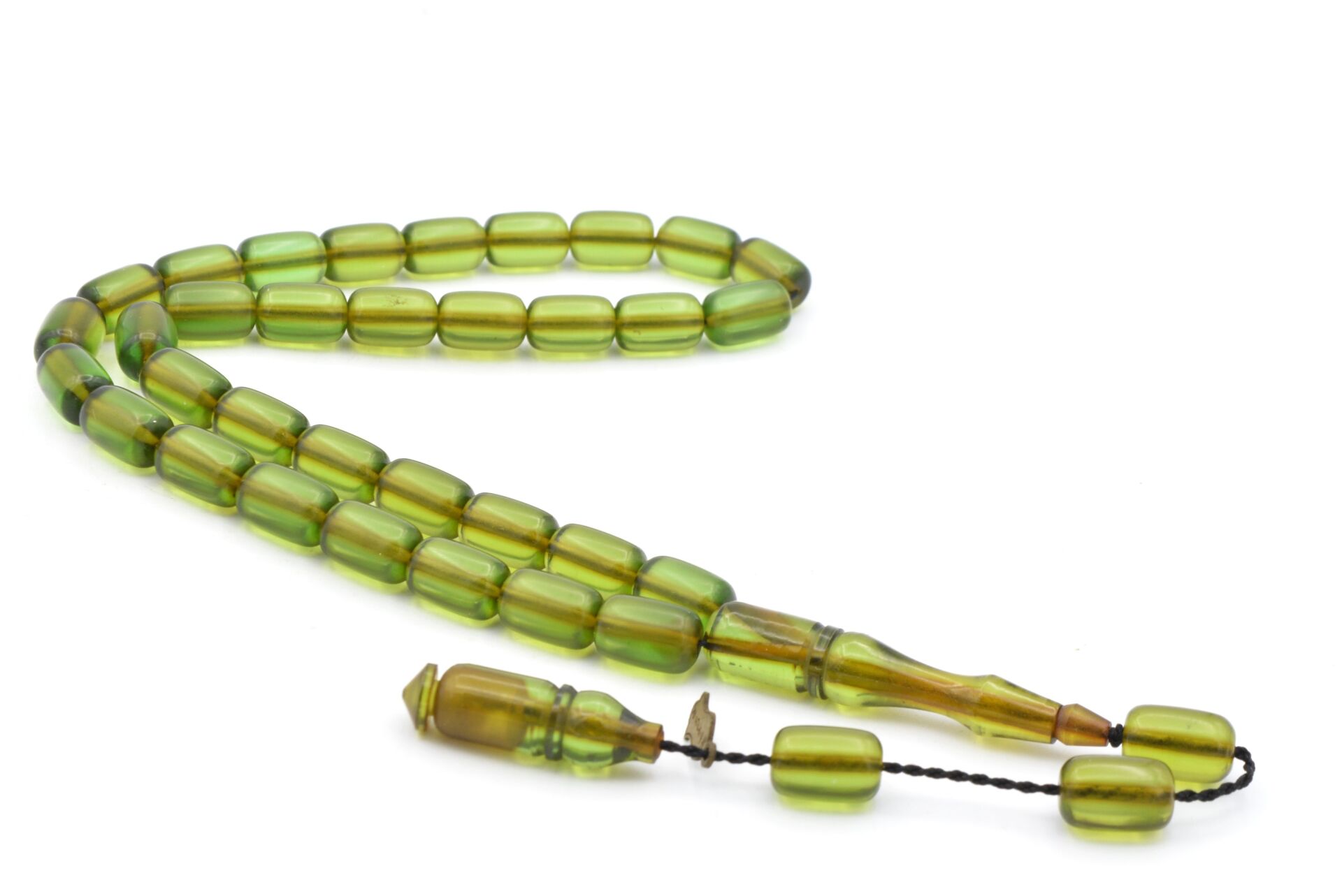 M.Tacir Usta İmzalı Kapsül Kesim Turkuaz Sıkma Kehribar Tesbih