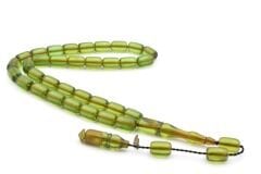 M.Tacir Usta İmzalı Kapsül Kesim Turkuaz Sıkma Kehribar Tesbih