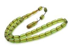 M.Tacir Usta İmzalı Kapsül Kesim Turkuaz Sıkma Kehribar Tesbih