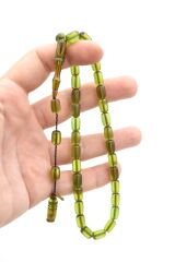 M.Tacir Usta İmzalı Kapsül Kesim Turkuaz Sıkma Kehribar Tesbih