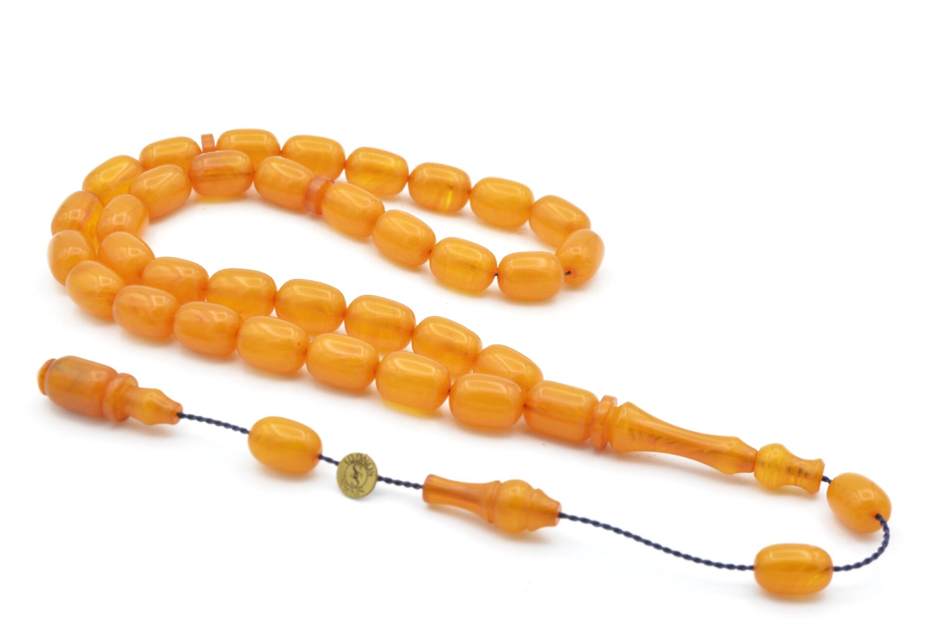 Sinan Songül İmzalı Kapsül Bilek Boy Açık Sarı Sıkma Kehribar Tesbih